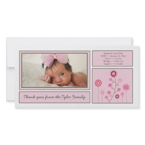 Pink Garden Baby Girl Thank You Photo Card photocard