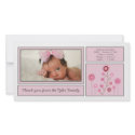 Pink Garden Baby Girl Thank You Photo Card