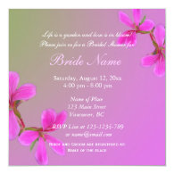 Pink garden flower bridal shower invitations. custom invitation