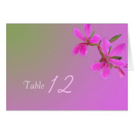 Pink garden flower dinner table number card. greeting cards