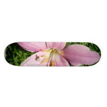 Pink Garden Flower In Bush Skateboard Deck