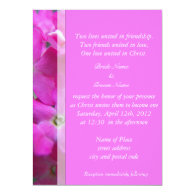 Pink garden flowers Christian wedding invitations Custom Invite