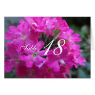 Pink garden flowers dinner table number card. cards