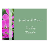 Pink garden flowers wedding reception detail cards business card