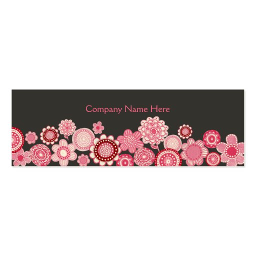Pink Garden Grey Skinny Business Profile Card Business Card Templates (front side)
