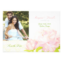 Pink Garden Peony Cute Photo Save the Date Invites