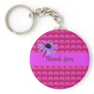 pink gem stones and daisy flower thank you key chain