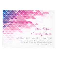   Pink geometric triangles modern wedding 5x7 paper invitation card