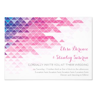 Pink geometric triangles modern wedding announcement card