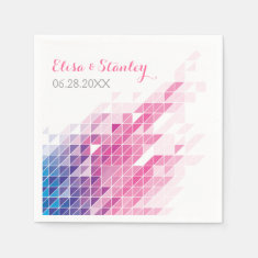   Pink geometric triangles modern wedding disposable napkin