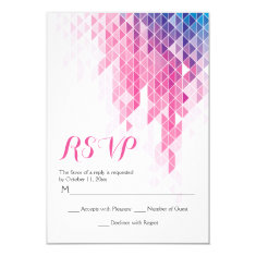   Pink geometric triangles modern wedding RSVP 3.5x5 Paper Invitation Card