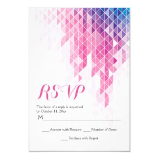 Pink geometric triangles modern wedding RSVP Custom Invitation Cards