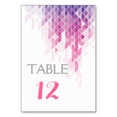   Pink geometric triangles wedding table number table cards
