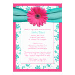 Pink Gerber Daisy Aqua Bridal Shower Invitation