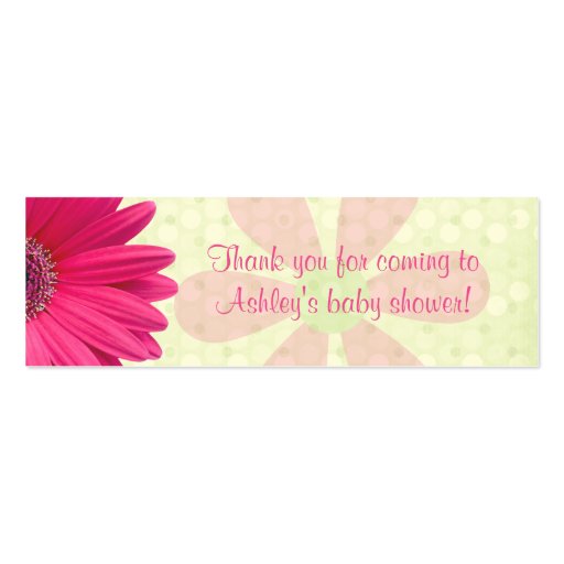 Pink Gerber Daisy Baby Shower Favor Tags Business Card Templates (front side)