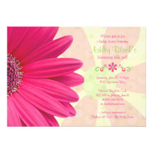 Pink Gerber Daisy Baby Shower Invitation