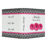 Pink Gerber Daisy Black White Damask Recipe Binder