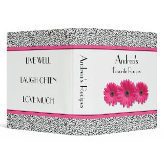 Pink Gerber Daisy Black White Floral Recipe Binder