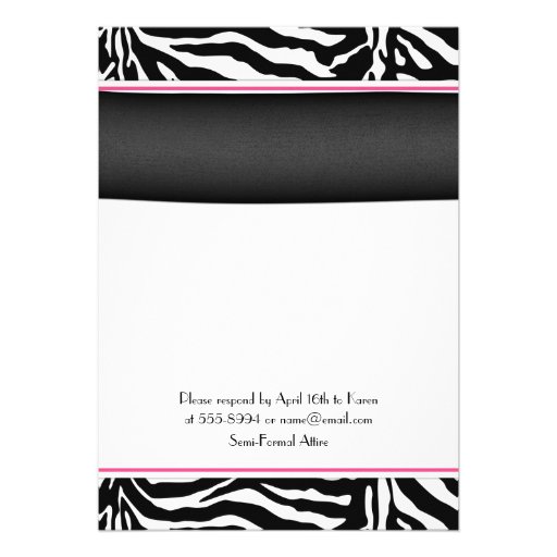 Pink Gerber Daisy Black White Zebra Print Sweet 16 Personalized Invitations