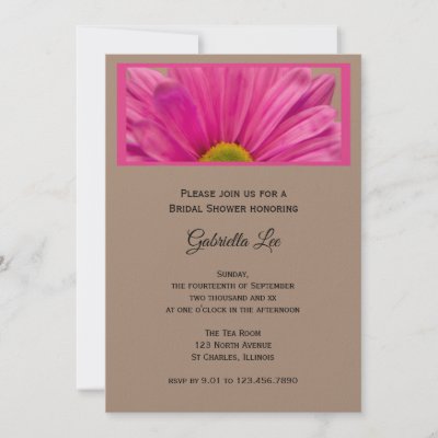 Daisy Baby Shower Theme on Pink Gerber Daisy Bridal Shower Invitation From Zazzle Com