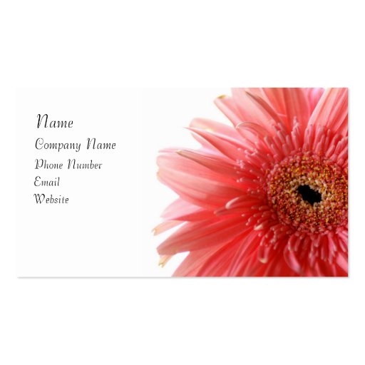 Pink Gerber Daisy Business Card (front side)