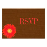 Pink Gerber Daisy Faux Burlap Wedding RSVP Cards at Zazzle