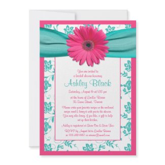 Pink Gerber Daisy Kitchen Bridal Shower Invitation invitation