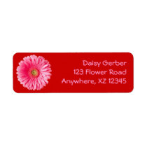 Pink Gerber Daisy Return Address Label
