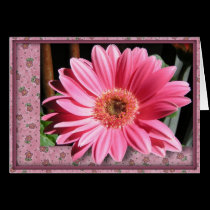 Pink Gerber Daisy Large Font Easter Card cards