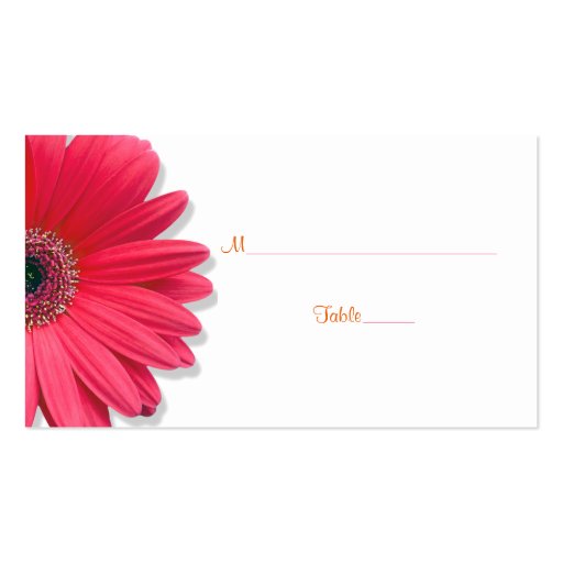 Pink Gerber Daisy Orange Ribbon Wedding Place Card Business Card Template (front side)