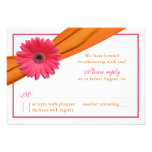 Pink Gerber Daisy Orange Ribbon Wedding RSVP Card