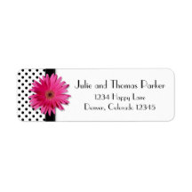 Pink Gerber Daisy Polka Dot Wedding Return Address Custom Return Address Label