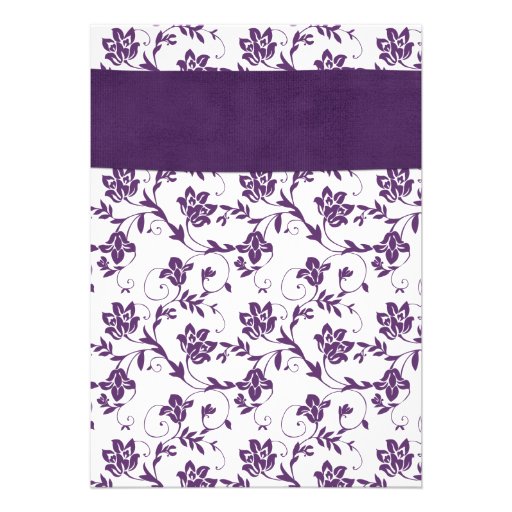 Pink Gerber Daisy Purple Damask Wedding Invitation