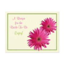 Pink Gerber Daisy Recipe Card for the Bride to Be Post Card