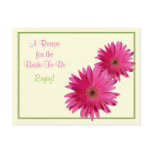 Pink Gerber Daisy Recipe Card for the Bride to Be Post Card