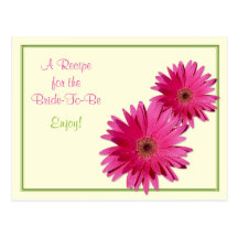 Pink Gerber Daisy Recipe Card for the Bride to Be Post Card