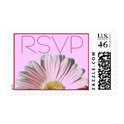 Pink Gerber Daisy RSVP Postage