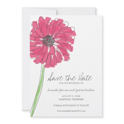 Pink Gerber Daisy Save the Date Custom Invitations