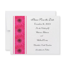 Pink Gerber Daisy Save the Date Wedding Invitation