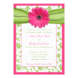 Pink Gerber Green Floral Damask Wedding Invitation