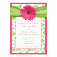 Pink Gerber Green Floral Damask Wedding Invitation