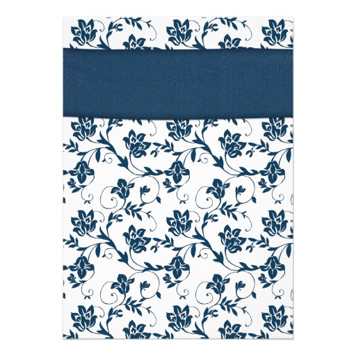 Pink Gerber Navy Damask Bridal Shower Invitation