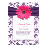 Pink Gerber Purple Damask Bridal Shower Invitation