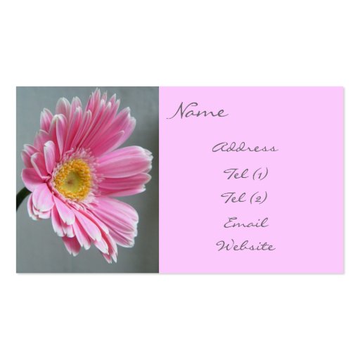 Pink Gerbera Business Card Template (front side)