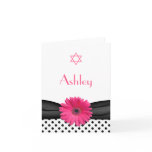 Pink Gerbera Daisy Bat Mitzvah Thank You Card