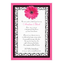 Pink Gerbera Daisy Floral Bridal Shower Invitation