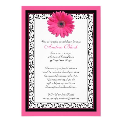 Pink Gerbera Daisy Floral Bridal Shower Invitation