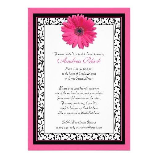 Pink Gerbera Daisy Floral Bridal Shower Invitation