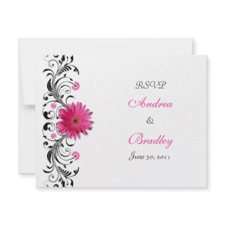 Pink Gerbera Daisy Floral Response Card invitation