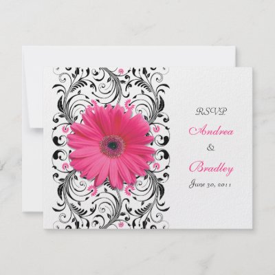 Pink Gerbera Daisy Floral Response Card Invitations